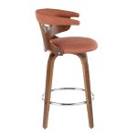 Gardenia 26 Mid-Century Modern Walnut Orange Counter Stools (Set of 2) 16 Gardenia 26 Mid-Century Modern Walnut Orange Counter Stools (Set of 2)