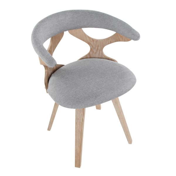 Gardenia 29 Inch Grey Fabric White Wood Swivel Accent Chair 5