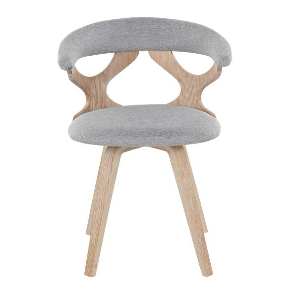 Gardenia 29 Inch Grey Fabric White Wood Swivel Accent Chair 6