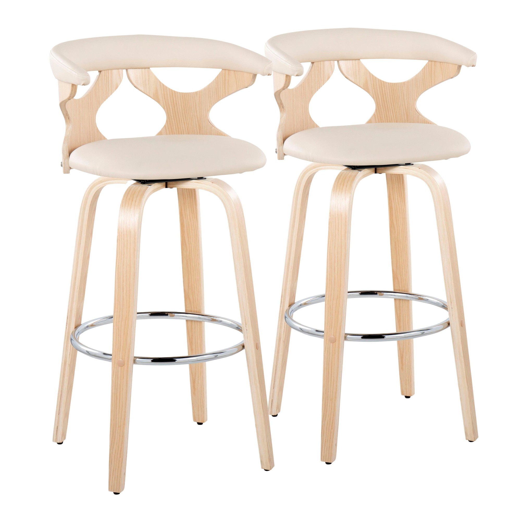 Gardenia 30 Contemporary Cream Swivel Barstools (Set of 2) 5 Gardenia 30 Contemporary Cream Swivel Barstools (Set of 2) - Image 5