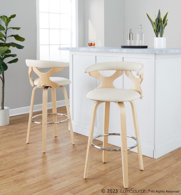 Gardenia 30 Contemporary Cream Swivel Barstools Set of 2