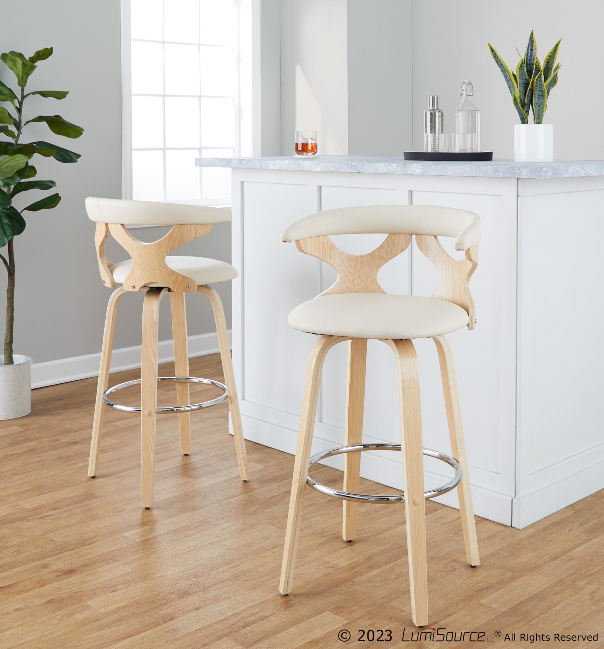 Gardenia 30 Contemporary Cream Swivel Barstools (Set of 2) 1 Gardenia 30 Contemporary Cream Swivel Barstools (Set of 2)