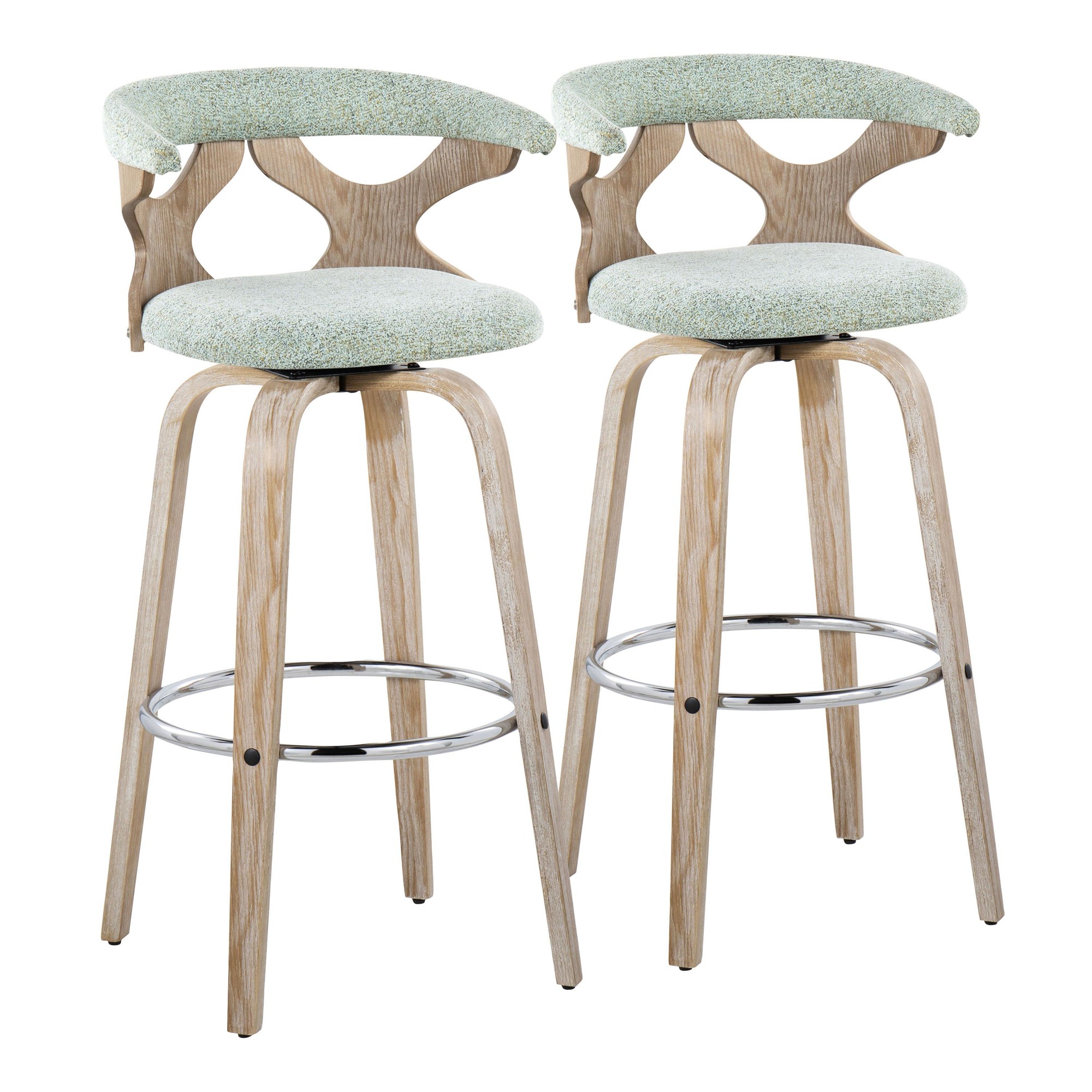Gardenia 30" Contemporary Seafoam Green Swivel Barstools (Set of 2) 5 Gardenia 30" Contemporary Seafoam Green Swivel Barstools (Set of 2) - Image 5