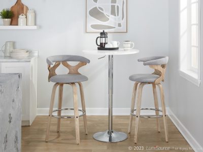 Gardenia 30 Contemporary Swivel Barstools White Wash Grey (Set of 2)