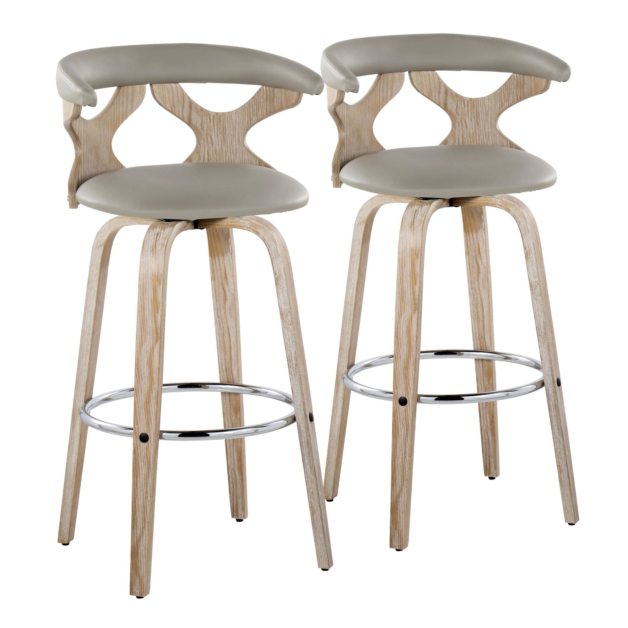 Gardenia 30 Mid-Century Modern Light Grey Barstools (Set of 2) 3 Gardenia 30 Mid-Century Modern Light Grey Barstools (Set of 2) - Image 3