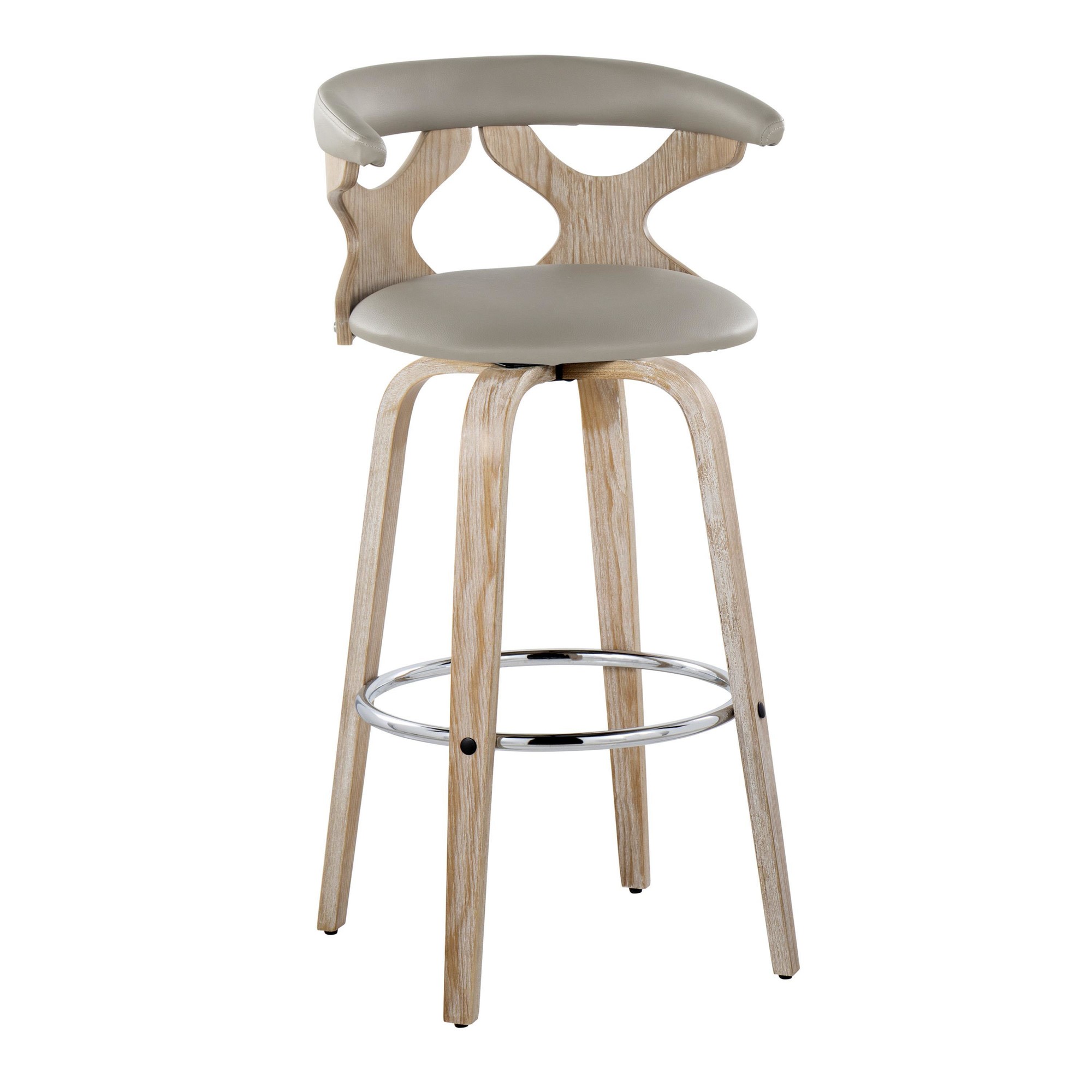Gardenia 30 Mid-Century Modern Light Grey Barstools (Set of 2) 4 Gardenia 30 Mid-Century Modern Light Grey Barstools (Set of 2) - Image 4