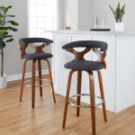 Gardenia 30 Mid-Century Modern Swivel Barstool Walnut Charcoal (Set of 2) 14 Gardenia 30 Mid-Century Modern Swivel Barstool Walnut Charcoal (Set of 2)