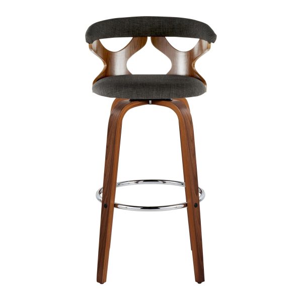 Gardenia 30 Mid Century Modern Swivel Barstool Walnut Charcoal Set of 2 10