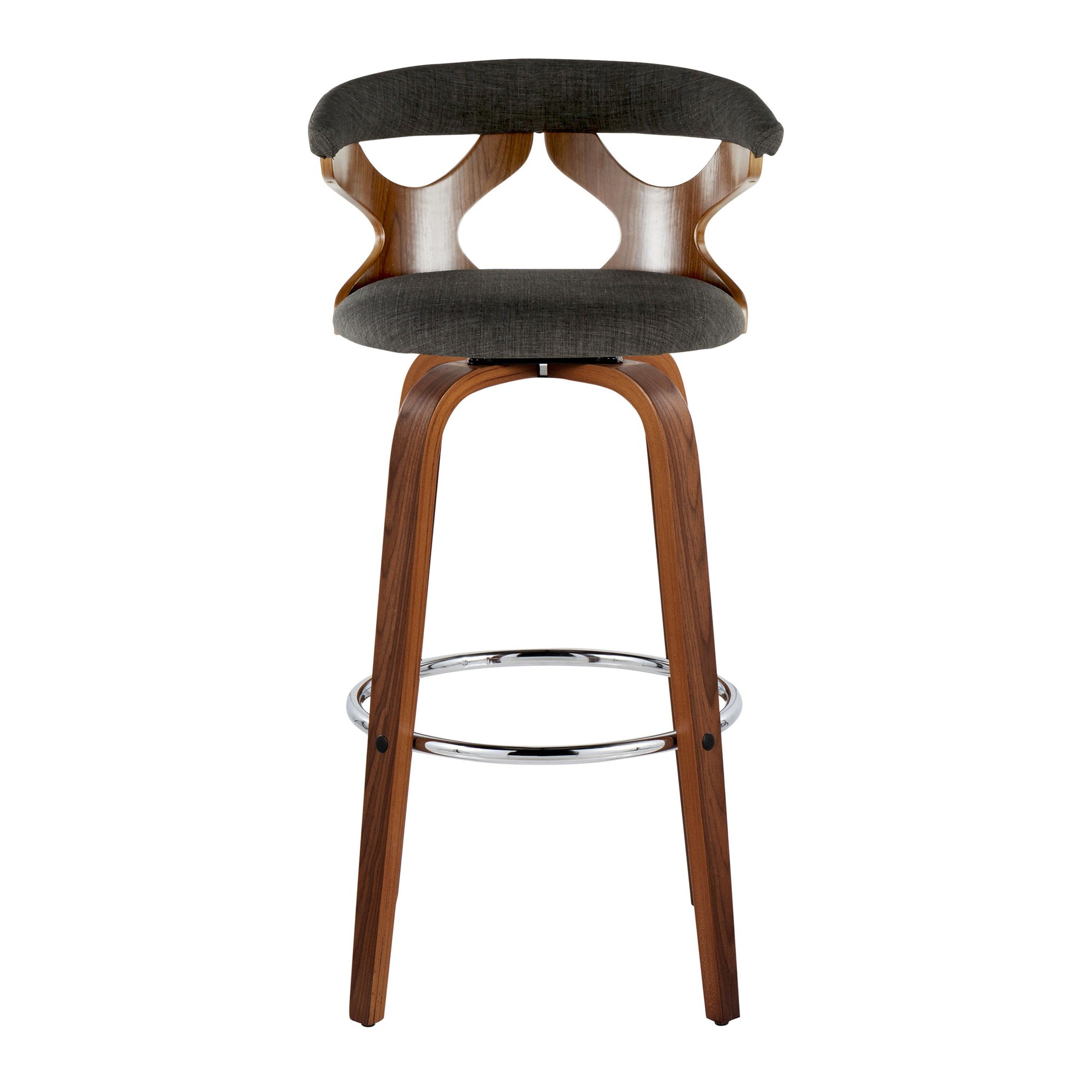 Gardenia 30 Mid-Century Modern Swivel Barstool Walnut Charcoal (Set of 2) 11 Gardenia 30 Mid-Century Modern Swivel Barstool Walnut Charcoal (Set of 2) - Image 11