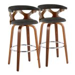 Gardenia 30 Mid-Century Modern Swivel Barstool Walnut Charcoal (Set of 2) 18 Gardenia 30 Mid-Century Modern Swivel Barstool Walnut Charcoal (Set of 2)