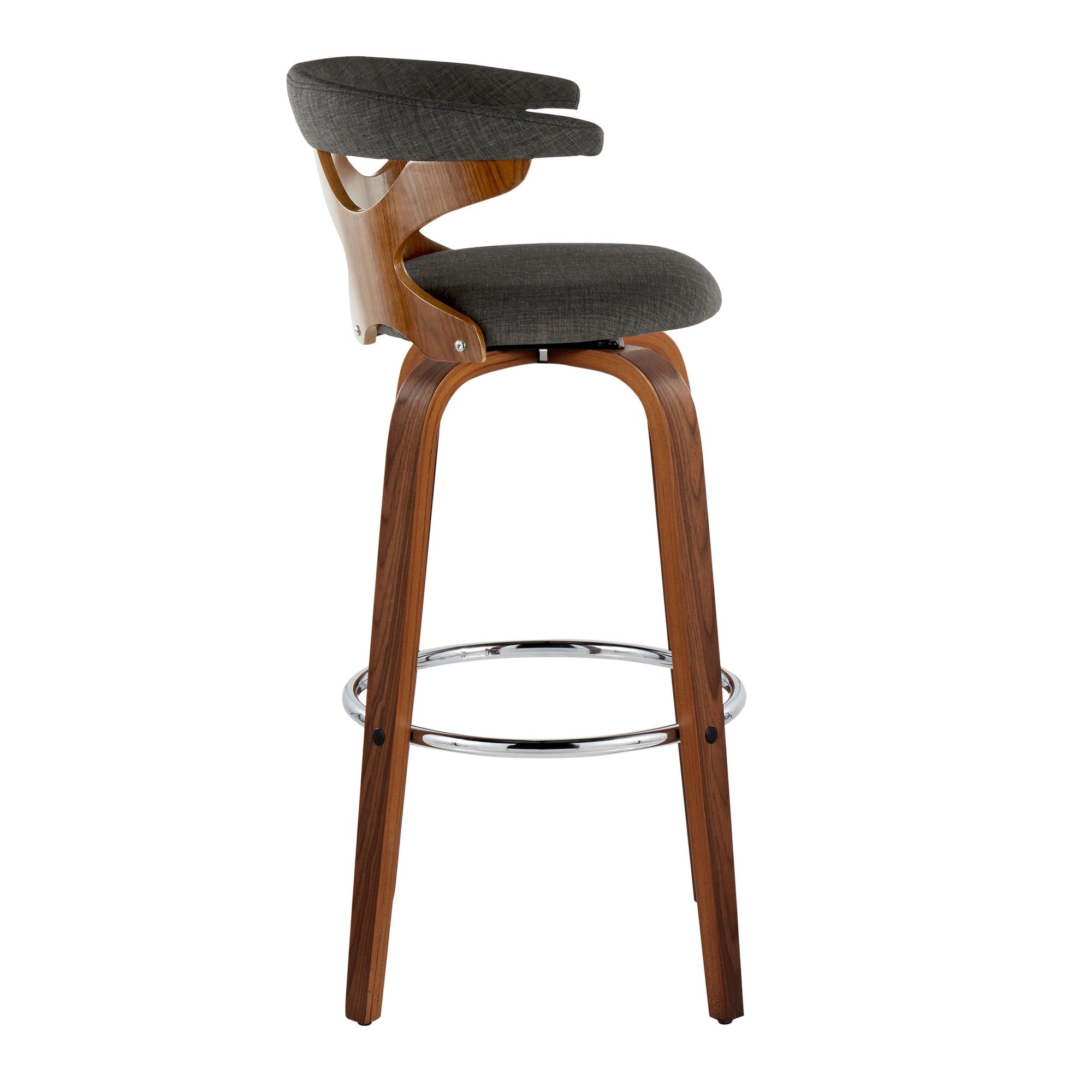 Gardenia 30 Mid-Century Modern Swivel Barstool Walnut Charcoal (Set of 2) 8 Gardenia 30 Mid-Century Modern Swivel Barstool Walnut Charcoal (Set of 2) - Image 8