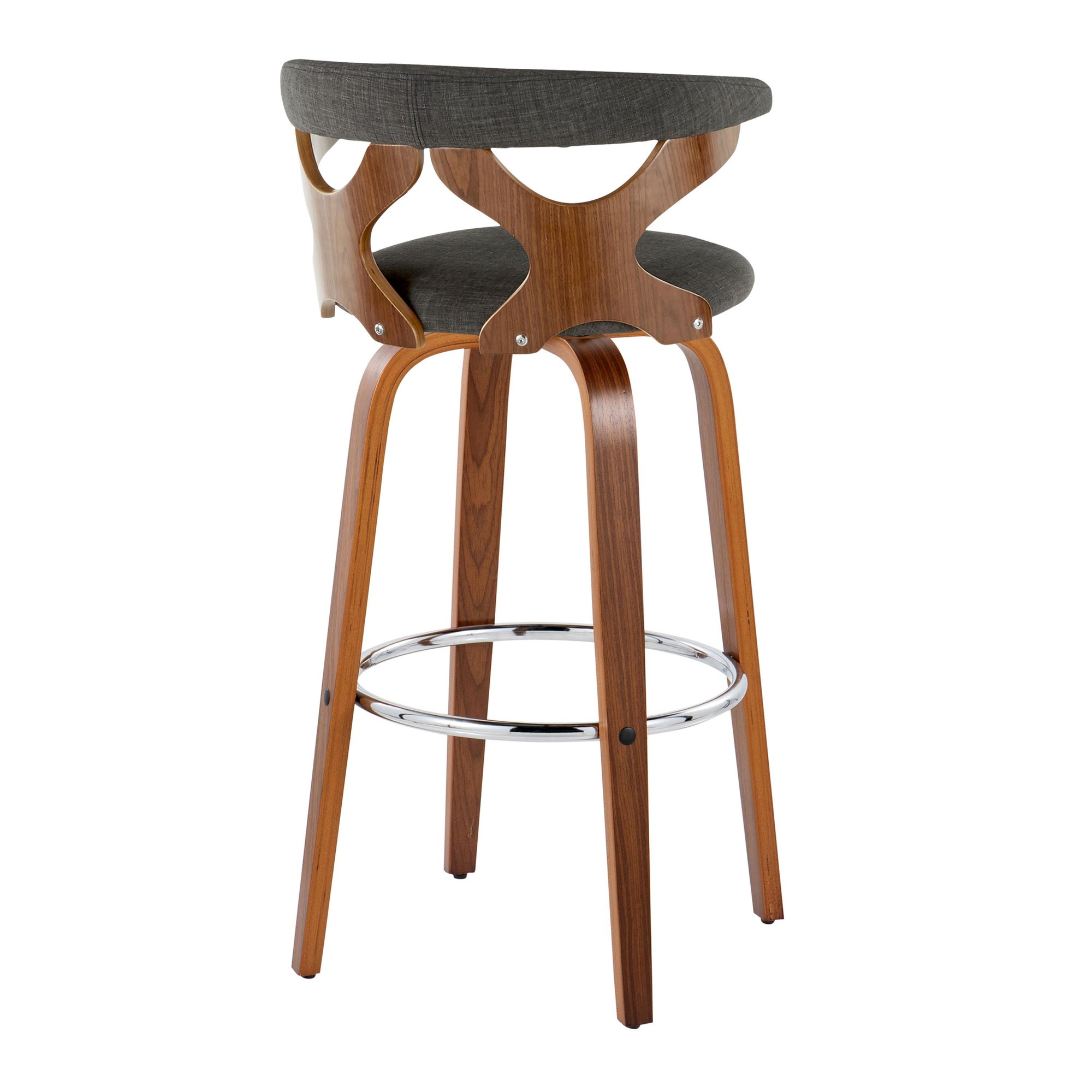 Gardenia 30 Mid-Century Modern Swivel Barstool Walnut Charcoal (Set of 2) 9 Gardenia 30 Mid-Century Modern Swivel Barstool Walnut Charcoal (Set of 2) - Image 9