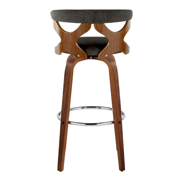 Gardenia 30 Mid Century Modern Swivel Barstool Walnut Charcoal Set of 2 9
