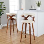 Gardenia 30 Mid-Century Modern Walnut Barstools Cream (Set of 2) 13 Gardenia 30 Mid-Century Modern Walnut Barstools Cream (Set of 2)
