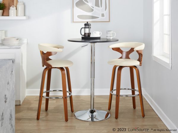 Gardenia 30 Mid Century Modern Walnut Barstools Cream Set of 2 2