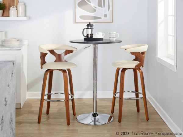 Gardenia 30 Mid Century Modern Walnut Barstools Cream Set of 2 3