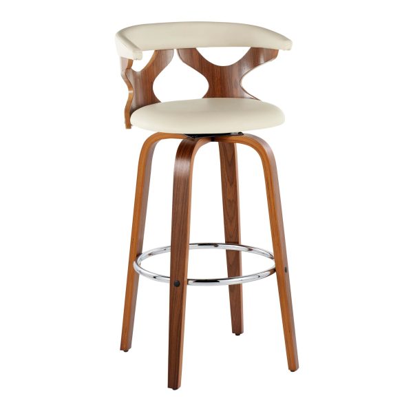 Gardenia 30 Mid Century Modern Walnut Barstools Cream Set of 2 6