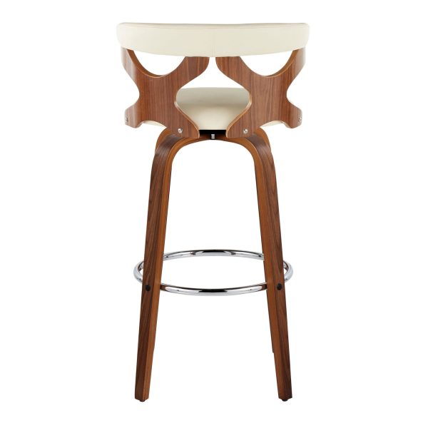 Gardenia 30 Mid Century Modern Walnut Barstools Cream Set of 2 9