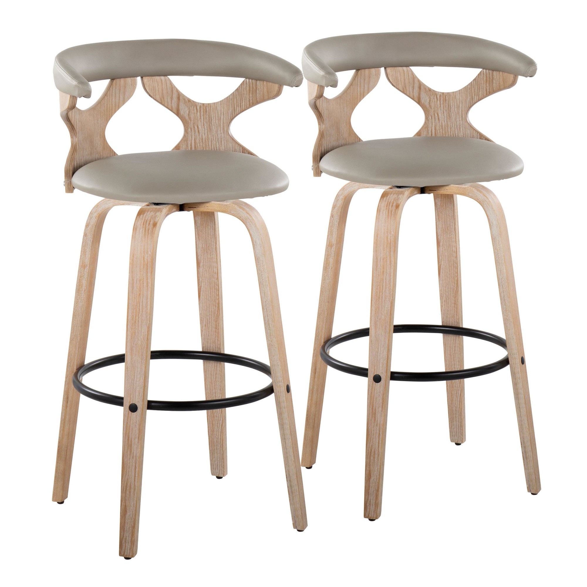 Gardenia 30" Mid-Century Swivel Barstools in Grey (Set of 2) (Set of 2) 4 Gardenia 30" Mid-Century Swivel Barstools in Grey (Set of 2) (Set of 2) - Image 4