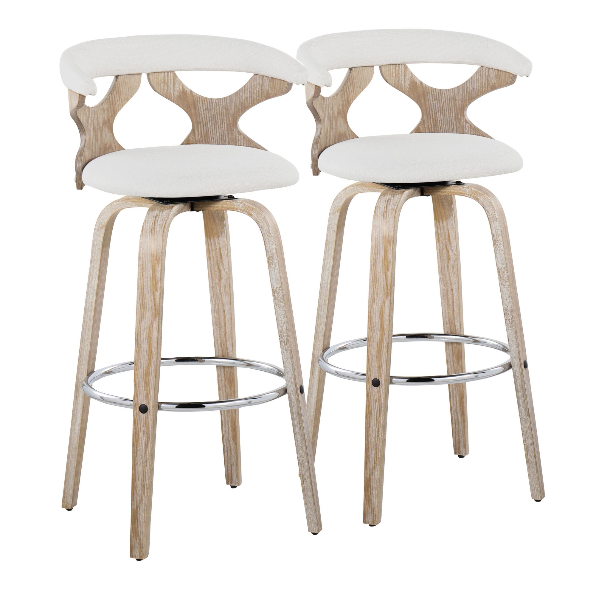 Gardenia 30 White Washed Wood Contemporary Barstools (Set of 2) 5 Gardenia 30 White Washed Wood Contemporary Barstools (Set of 2) - Image 5