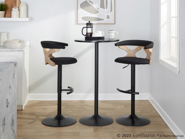 Gardenia Charcoal Fabric Whitewashed Wood Contemporary Swivel Barstools Set of 2 1