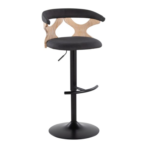 Gardenia Charcoal Fabric Whitewashed Wood Contemporary Swivel Barstools Set of 2 5