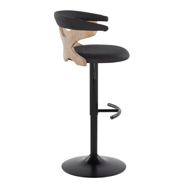 Gardenia Charcoal Fabric Whitewashed Wood Contemporary Swivel Barstools Set of 2 6