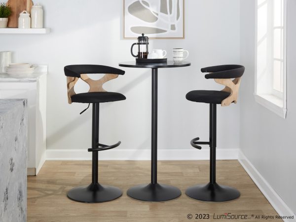 Gardenia Charcoal Fabric Whitewashed Wood Contemporary Swivel Barstools Set of 2