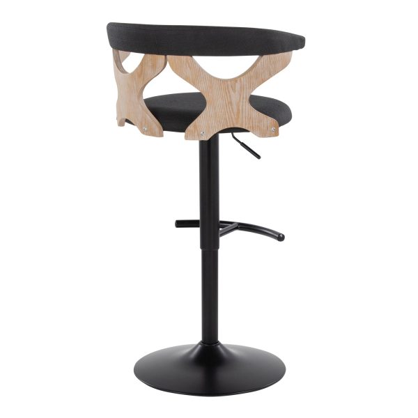 Gardenia Charcoal Fabric Whitewashed Wood Contemporary Swivel Barstools Set of 2 7