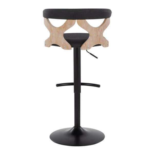 Gardenia Charcoal Fabric Whitewashed Wood Contemporary Swivel Barstools Set of 2 8