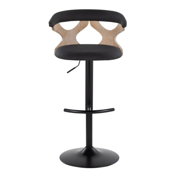 Gardenia Charcoal Fabric Whitewashed Wood Contemporary Swivel Barstools Set of 2 9