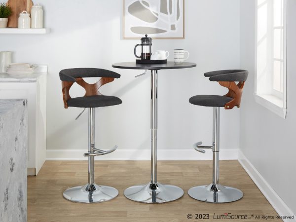 Gardenia Charcoal Swivel Adjustable Mid Century Modern Barstool Set of 2 1