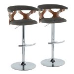 Gardenia Charcoal Swivel Adjustable Mid-Century Modern Barstool (Set of 2) 18 Gardenia Charcoal Swivel Adjustable Mid-Century Modern Barstool (Set of 2)