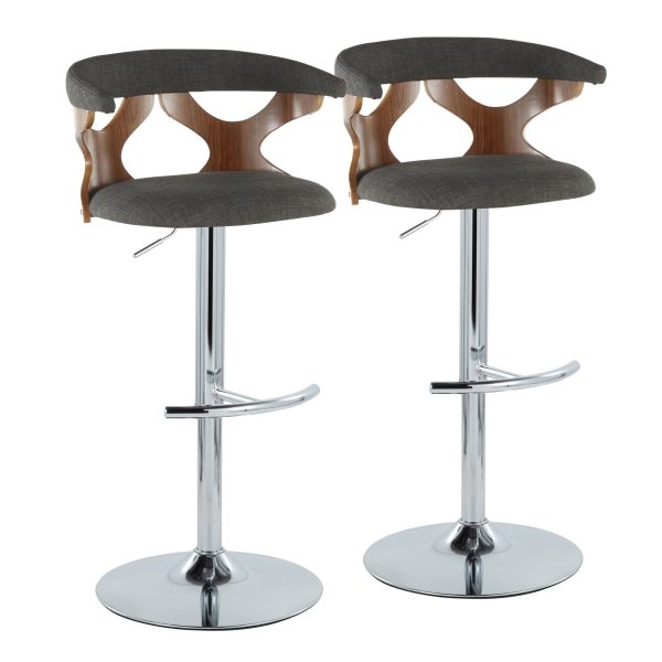 Gardenia Charcoal Swivel Adjustable Mid Century Modern Barstool Set of 2 4
