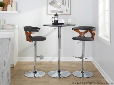 Gardenia Charcoal Swivel Adjustable Mid-Century Modern Barstool (Set of 2)