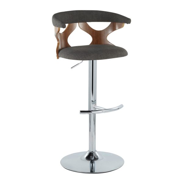 Gardenia Charcoal Swivel Adjustable Mid Century Modern Barstool Set of 2 5