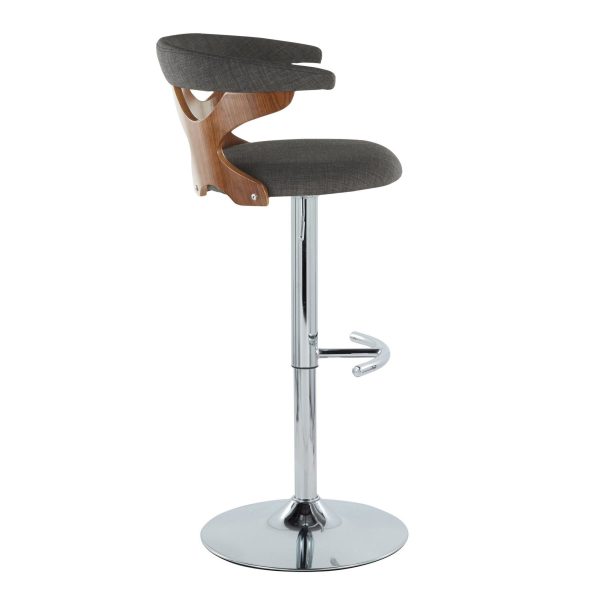 Gardenia Charcoal Swivel Adjustable Mid Century Modern Barstool Set of 2 6