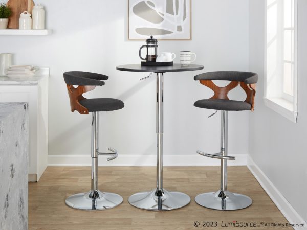 Gardenia Charcoal Swivel Adjustable Mid Century Modern Barstool Set of 2