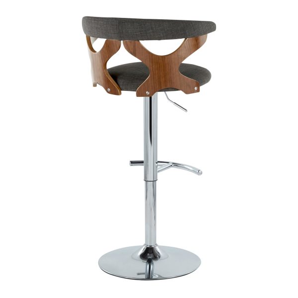 Gardenia Charcoal Swivel Adjustable Mid Century Modern Barstool Set of 2 7