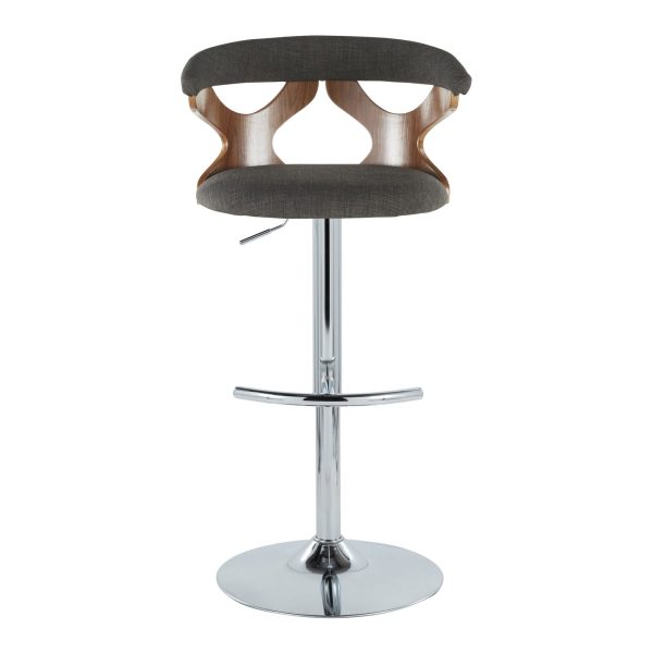 Gardenia Charcoal Swivel Adjustable Mid Century Modern Barstool Set of 2 9