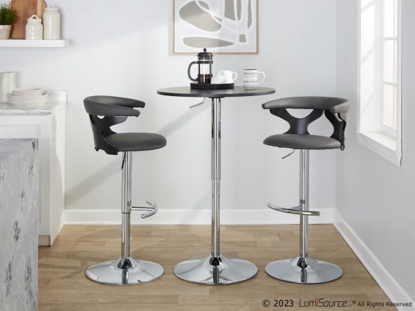 Gardenia Contemporary Adjustable Swivel Barstool in Grey and Chrome Set of 2 Set of 2 1