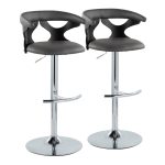 Gardenia Contemporary Adjustable Swivel Barstool in Grey and Chrome (Set of 2) (Set of 2) 17 Gardenia Contemporary Adjustable Swivel Barstool in Grey and Chrome (Set of 2) (Set of 2)