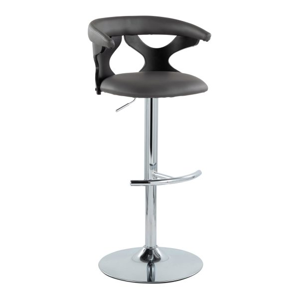 Gardenia Contemporary Adjustable Swivel Barstool in Grey and Chrome Set of 2 Set of 2 5