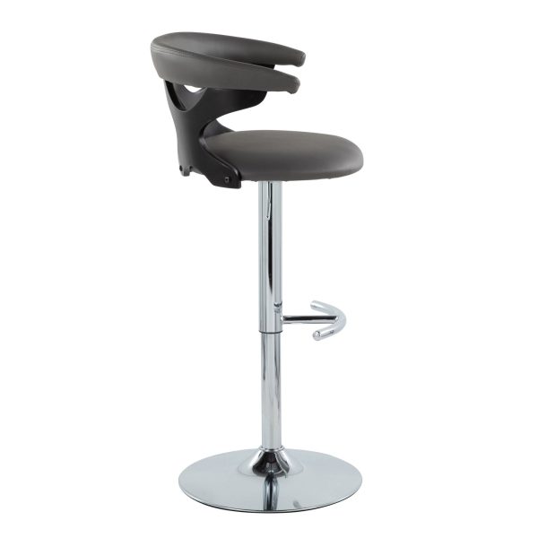 Gardenia Contemporary Adjustable Swivel Barstool in Grey and Chrome Set of 2 Set of 2 6