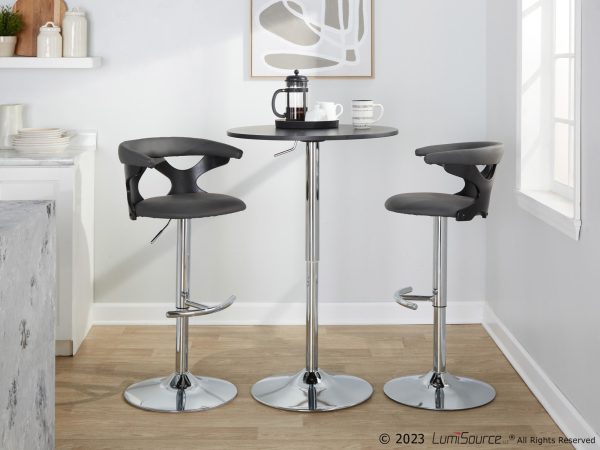 Gardenia Contemporary Adjustable Swivel Barstool in Grey and Chrome Set of 2 Set of 2