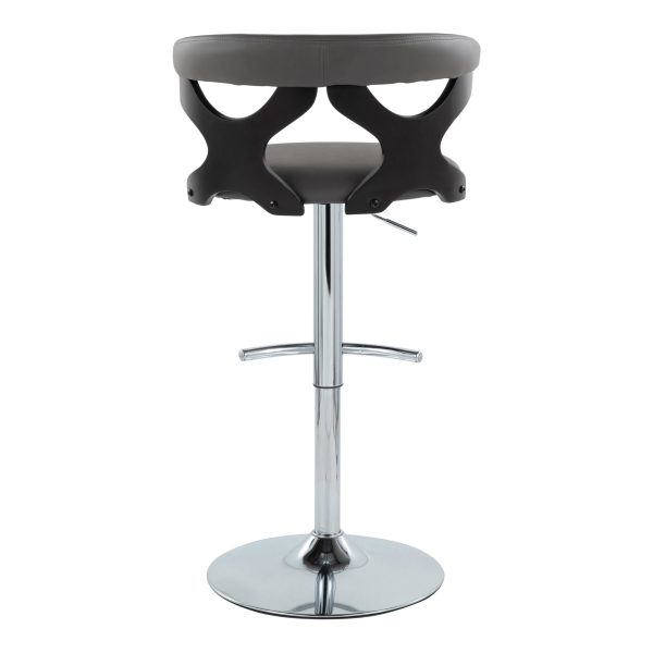 Gardenia Contemporary Adjustable Swivel Barstool in Grey and Chrome Set of 2 Set of 2 7