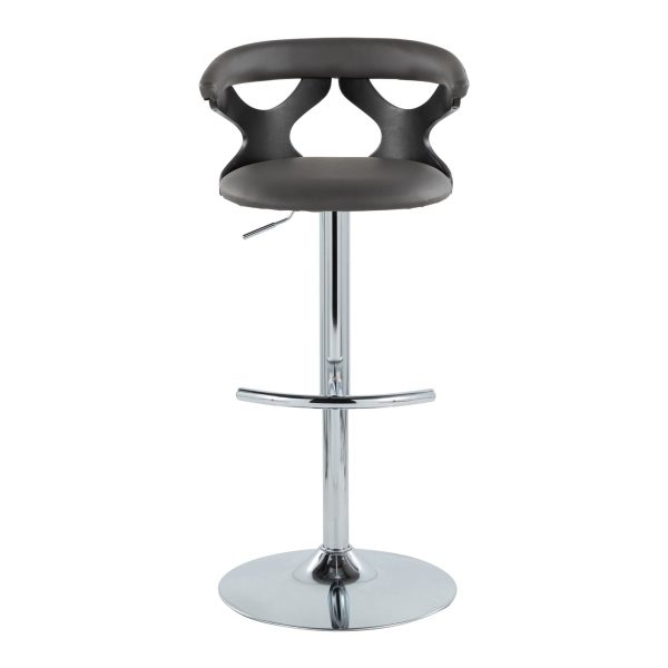 Gardenia Contemporary Adjustable Swivel Barstool in Grey and Chrome Set of 2 Set of 2 8