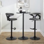 Gardenia Contemporary Adjustable Swivel Barstools in Grey Faux Leather (Set of 2) (Set of 2)
