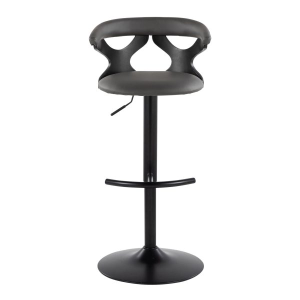 Gardenia Contemporary Adjustable Swivel Barstools in Grey Faux Leather Set of 2 Set of 2 10