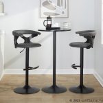 Gardenia Contemporary Adjustable Swivel Barstools in Grey Faux Leather (Set of 2) (Set of 2)